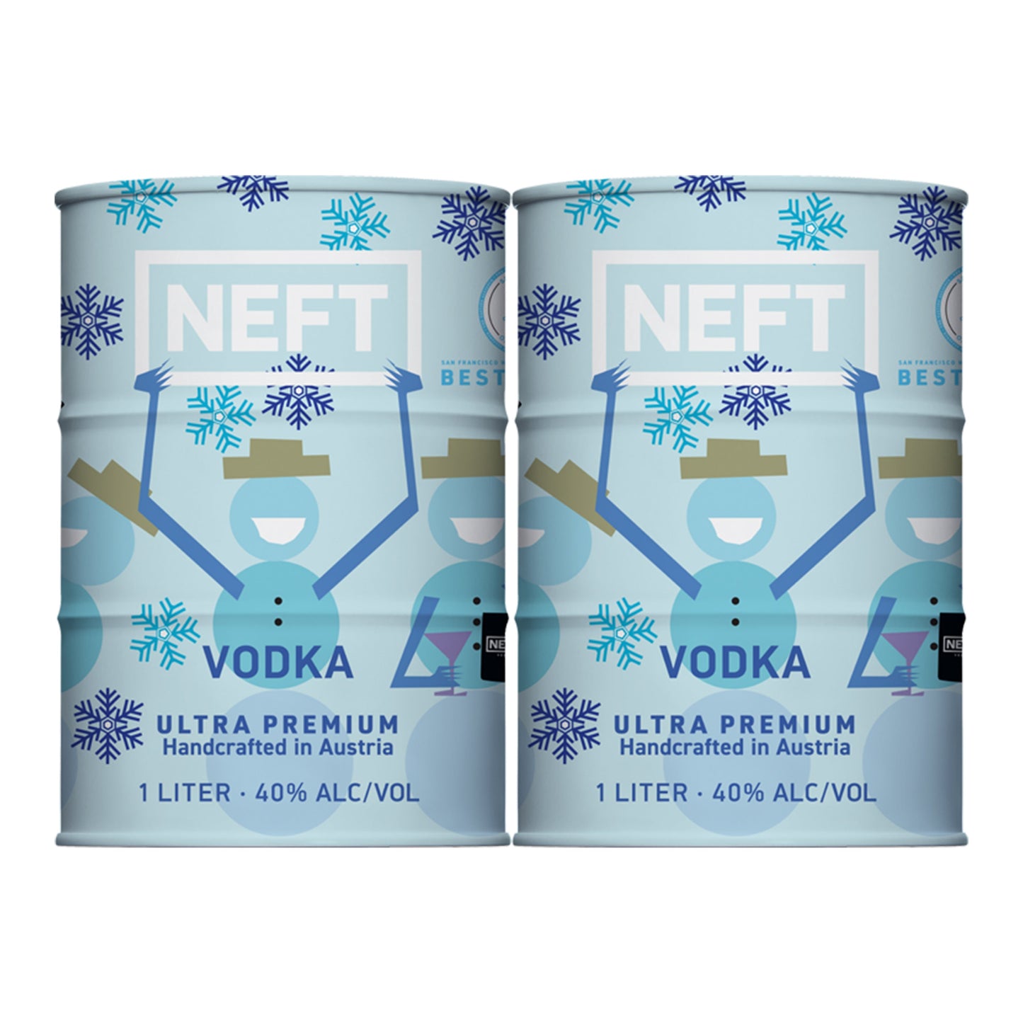 NEFT Vodka Holiday Barrel 1L 2-Pack