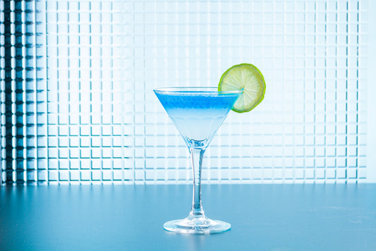 blue curacao in a glass